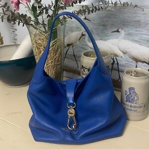 Dooney & Bourke Blue  Pebble Grain Leather Large  Logo Lock Sac